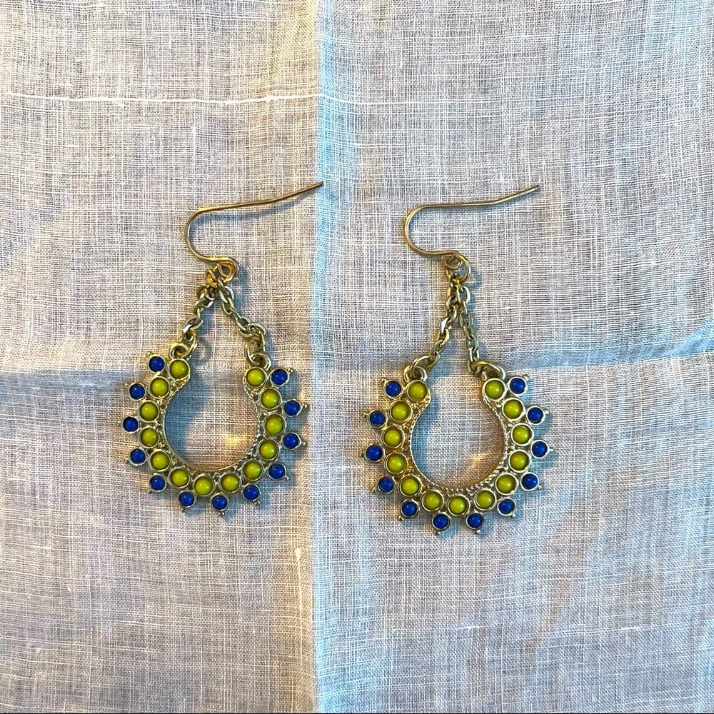 Blue and green dangle earrings